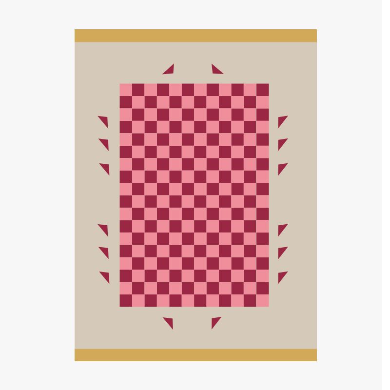 Artistic Modern Rug Pink Check Rug Non-Slip Backing Rug for Living Room