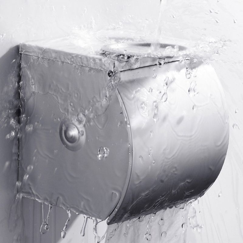 Contemporary Silver Metal Bathroom Accessory Kit with Towel Bar