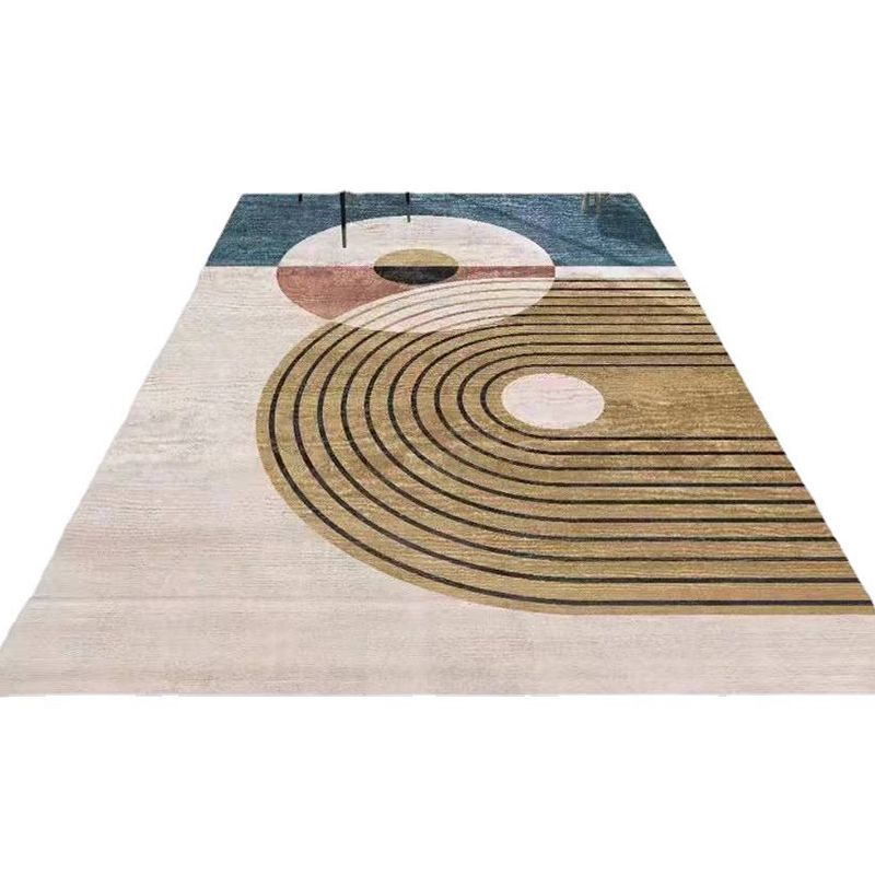 Dark Grey Simple Carpet Polyester Check Pattern Carpet Washable Carpet for Living Room