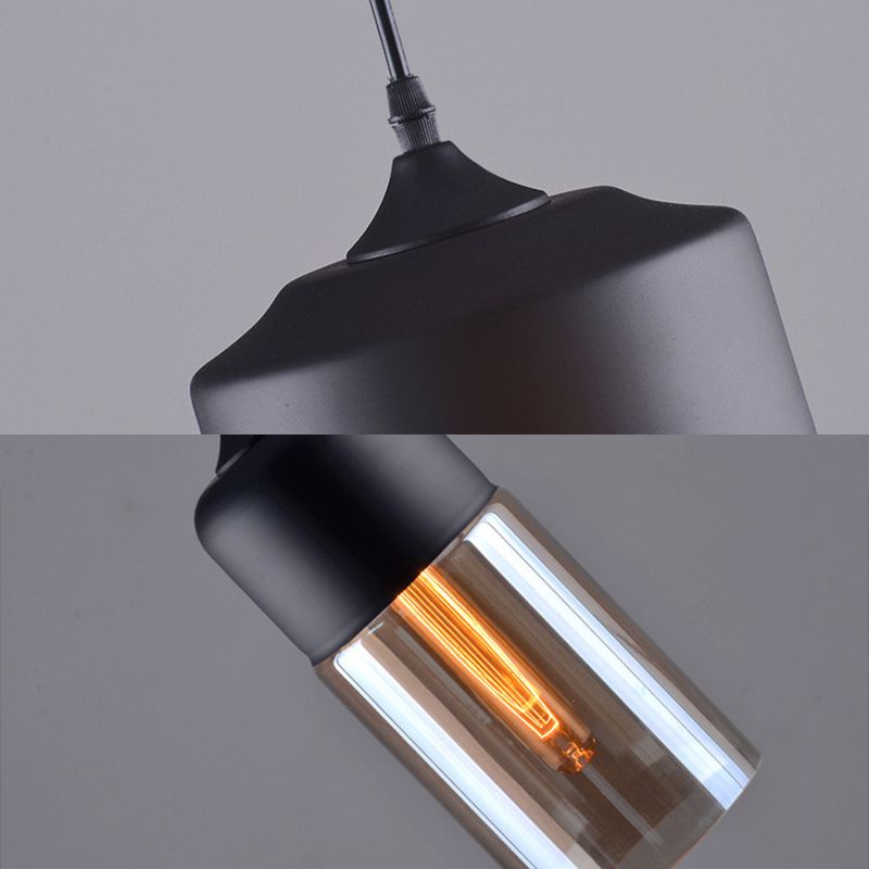 Lampada ombreggiata in vetro appeso a sospensione industriale Riduccante a sospensione Black in nero