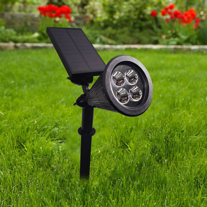 10 Pcs Conical Shape Courtyard LED Stake Spotlight Plastic Modern Solar Lawn Lighting in Black