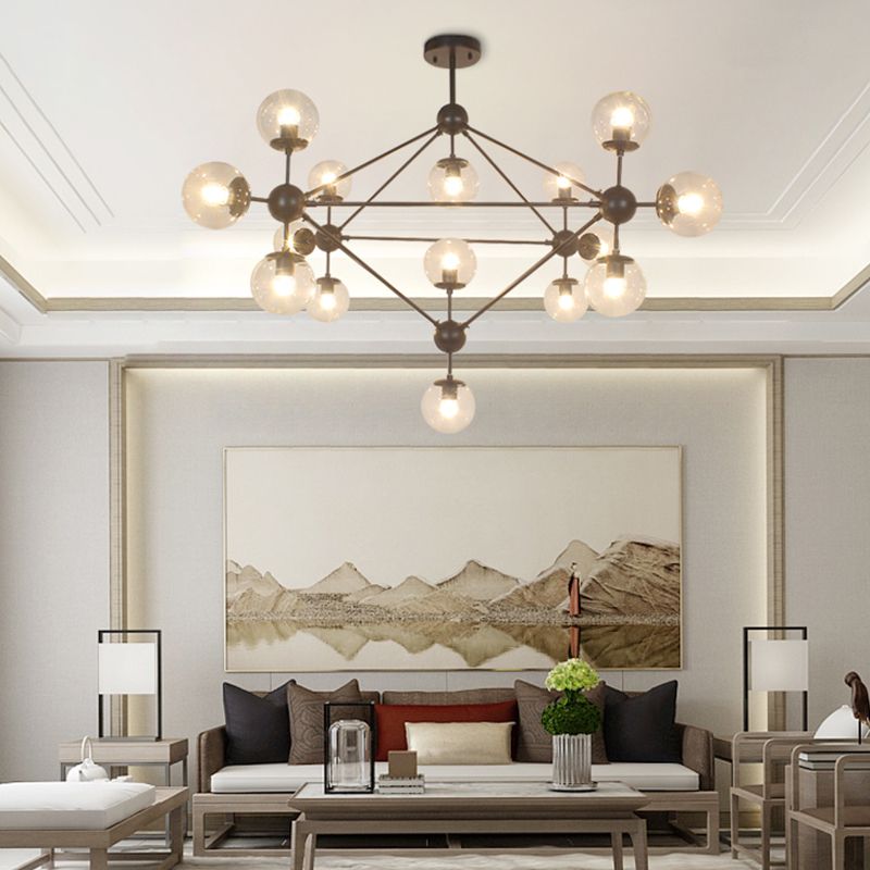 15-Light Modern Style Ceiling Light Linear Transparent Statement Chandelier