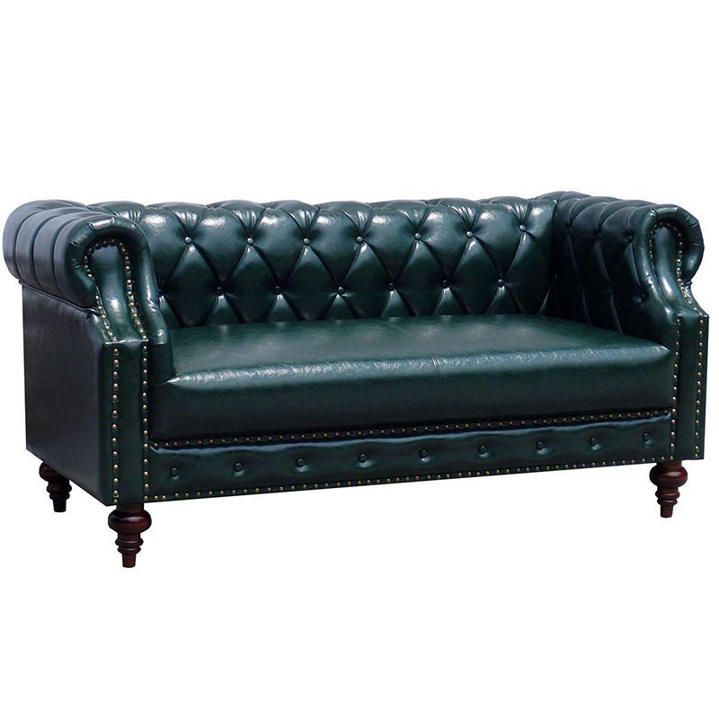 29.13" Wide Tuxedo Arm Sofa Contemporary Genuine Leather Sofa with Tufted Back