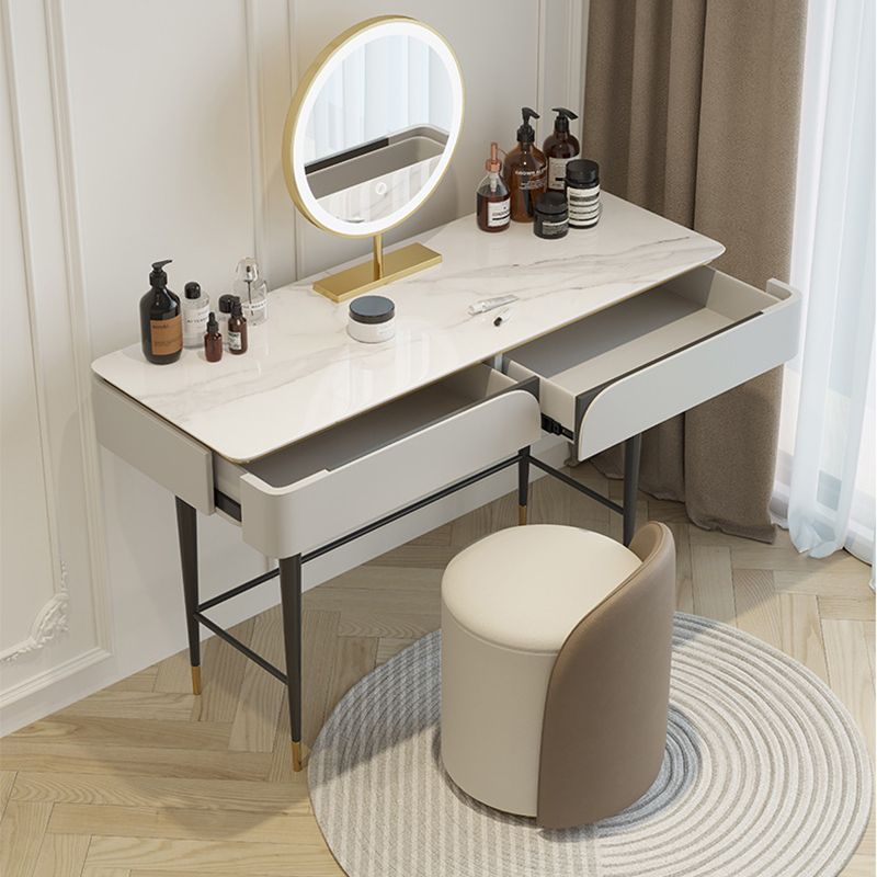 Rock Slate Off-white Dressing Table with 4 Drawers Metal Base