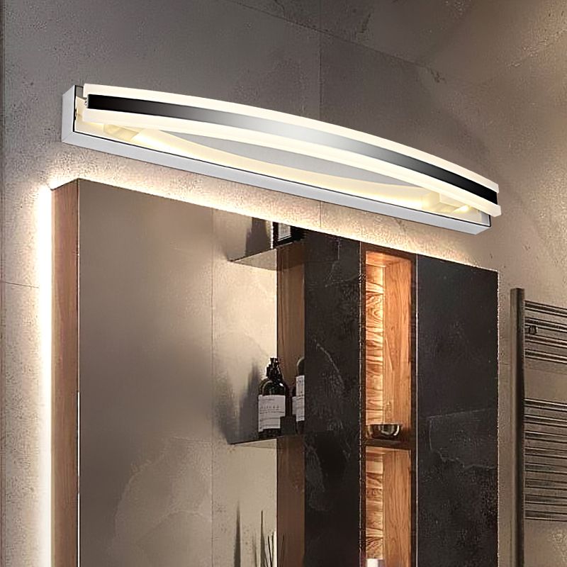 Mobile moderno mobile a specchio da bagno luci da bagno in acciaio tonalità lineare a led vanità ambientale illuminazione