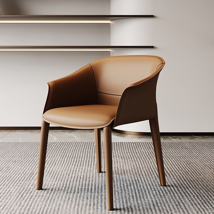 Modern Upholstered Guest Chair Faux Leather Dining Arm Chair