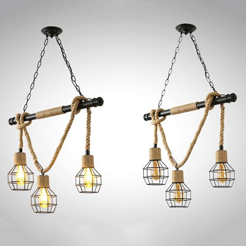 Industrial Geometric Island Lighting Rope Multiple-Light Island Light Fixtures