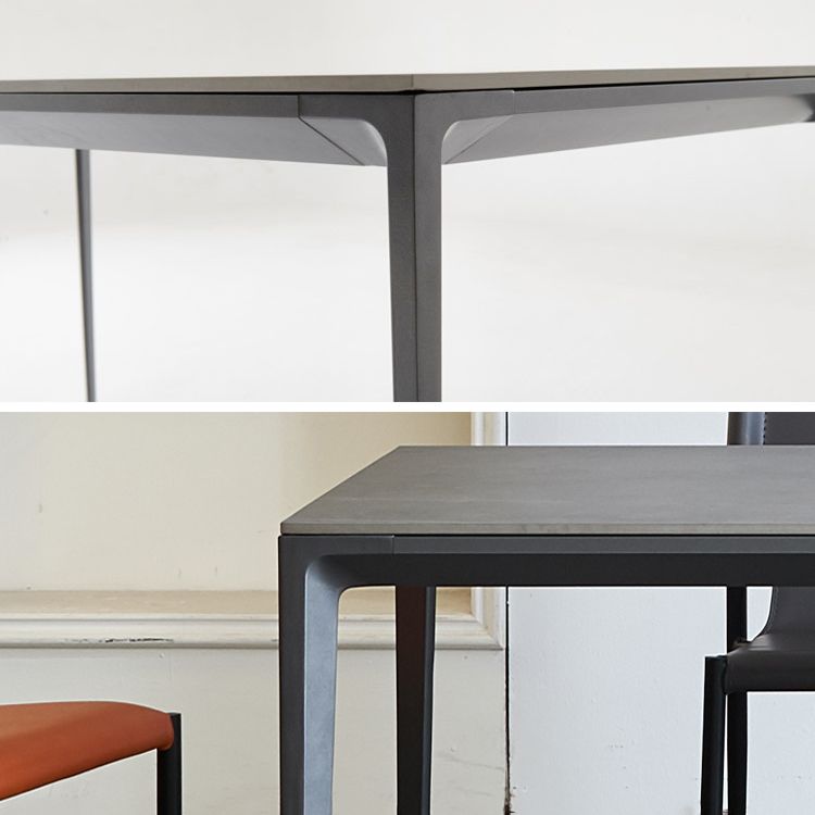 Industrial Sintered Stone Dining Table 4 Legs Solid Aluminum Base Rectangle Table for Home