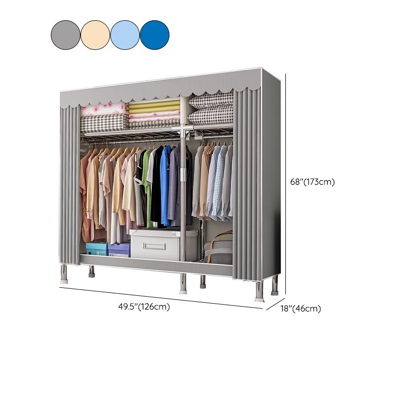 Contemporary Wardrobe Armoire with Shelves Steel Wardrobe Closet for Home