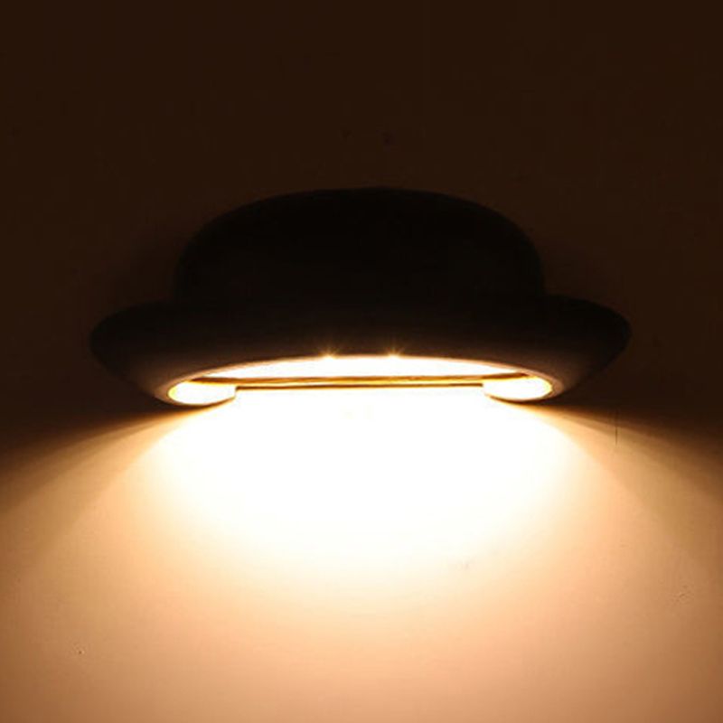 Hat Shape Wall Lamp Modern Style Metal 1 Light Wall Light in White/Black
