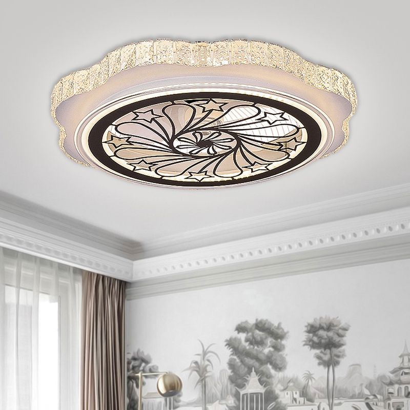 Sonnenblumen/Pflaumenblüten/Sternmuster Hanging Lüfter Licht moderne rechteckige Kristalle 23,5 "W LED White Semi-Flush Mount