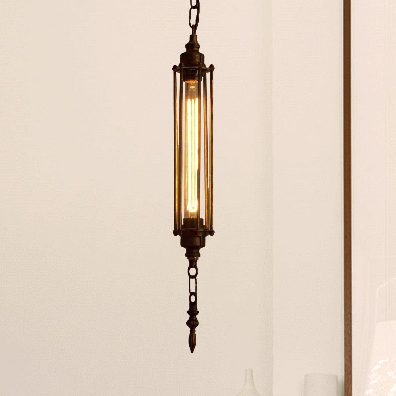 1 Kopfhänger Beleuchtung mit Drahtwache Schmiedeeisen Bauernhaus Style Restaurant Mini Hanging Fixture in Rost