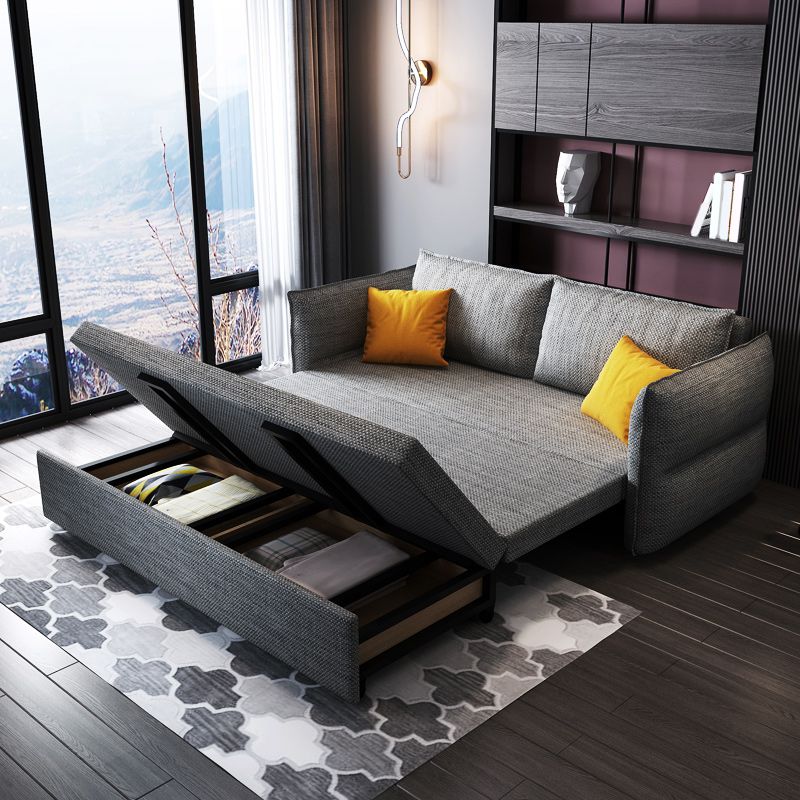 Scandinavian Futon Sleeper Sofa Pillow Back Futon and Mattress with Storage