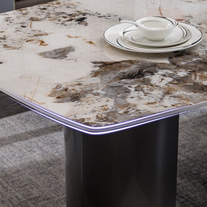 Sintered Stone Table for Restaurant Industrial Rectangle Dining Table with Double Pedestal