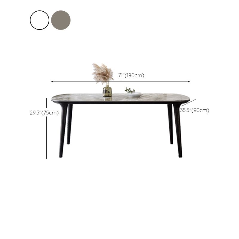 Industrial Sintered Stone Top Dining Table Rectangle Dinette Table with Wooden Base