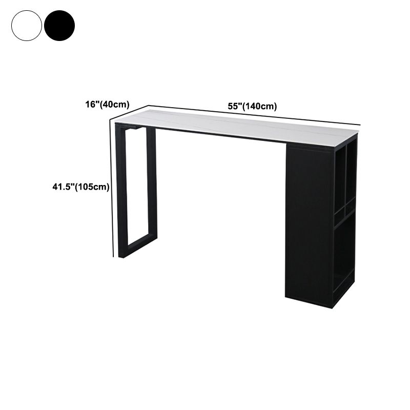 Modern Rectangle Stone Bar Table Set 1/3 Pieces Counter Table with Metal Stools