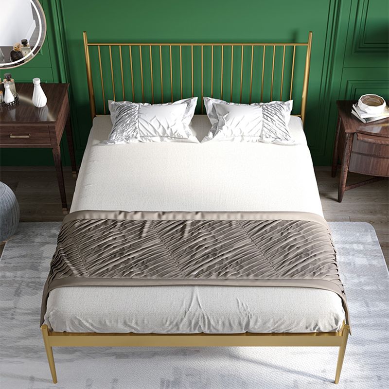 Glam Open-Frame Bed with Rectangular Headboard, Metal Standard Bed