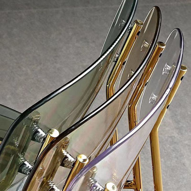 Industrial Armless Dining Chair Plastic Open Back Side Chair with Metal Base