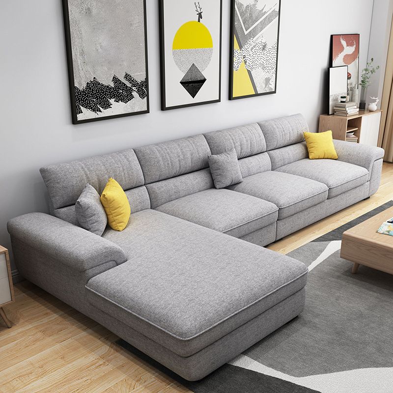 Nordic Cushions Recessed Arm Stationary Sofa Chaise Living Room Fabric
