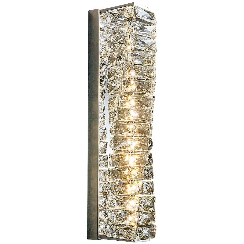 Modern Style Metal Wall Light Geometric Wall Sconce with Crystal for Living Room