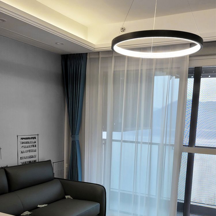 Clear Acrylic Shade Minimalist Suspension Light for Living Room Dinning Room