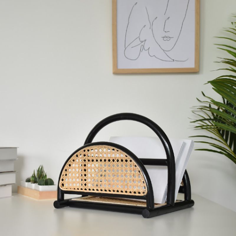 Contemporary Bamboo Bookcase Desktop Closed Back Shelf Bookcase