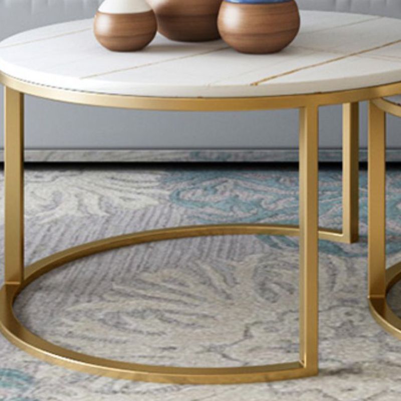 Slate Round Coffee Table Frame 2 Piece Nesting Tables for Living Room