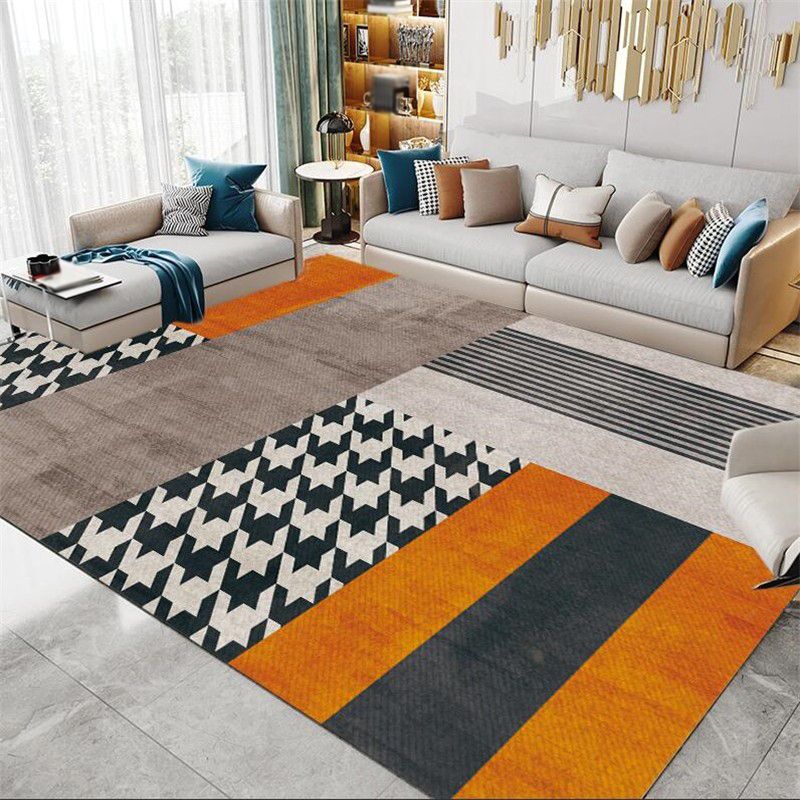 Gorgeous Orange Tone Carpet Modern Polyster Area Rug Living Room Carpet with Non-Slip Backing