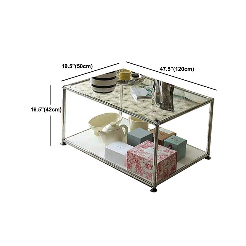 Contemporary Style Coffee Cocktail Table Metal 4 Legs Coffee Table