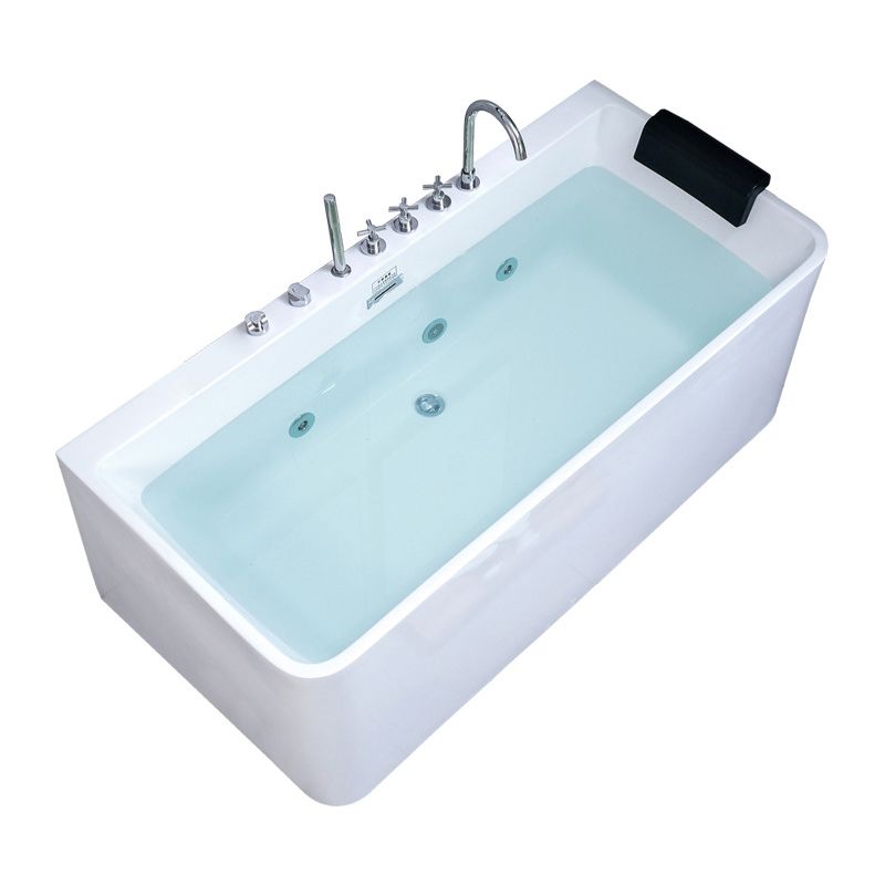 Contemporary Stand Alone Tub with Drain Bathroom White Acrylic Bathtub