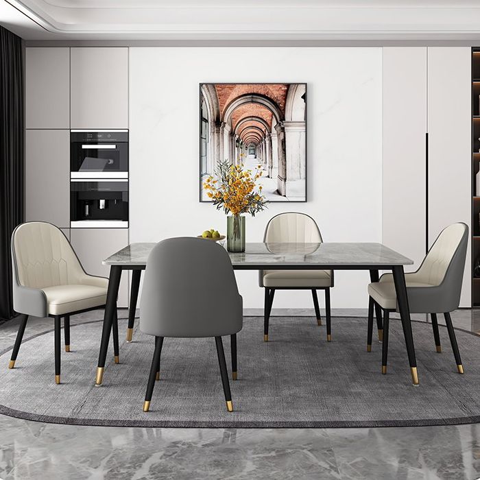 Gray Sintered Stone Dining Table Traditional Luxury Dining Table with 4 Legs