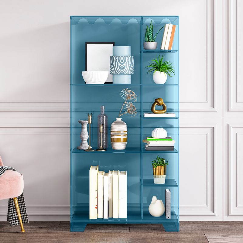 Contemporary Closed Back Standard Bookshelf Acrylic Bookcase with Rectangular Shelves