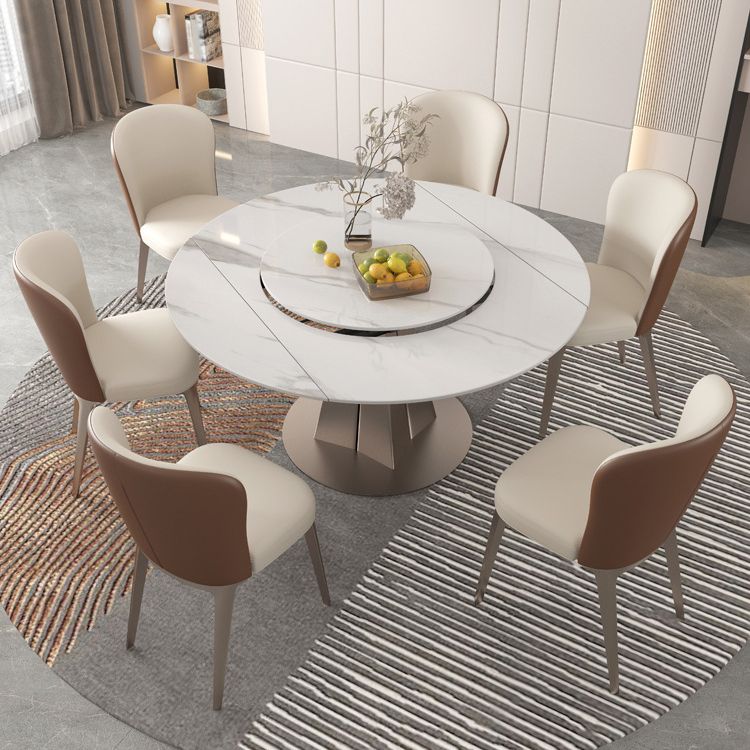 1/2/5/7 Pieces Round Glam Stone Furniture Standard Height Dining Table Set