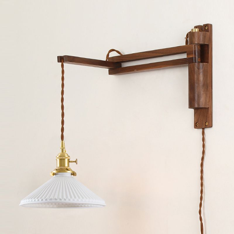 1 Light Geometric Wall Sconces Modern Style Wood Wall Mounted Lamps