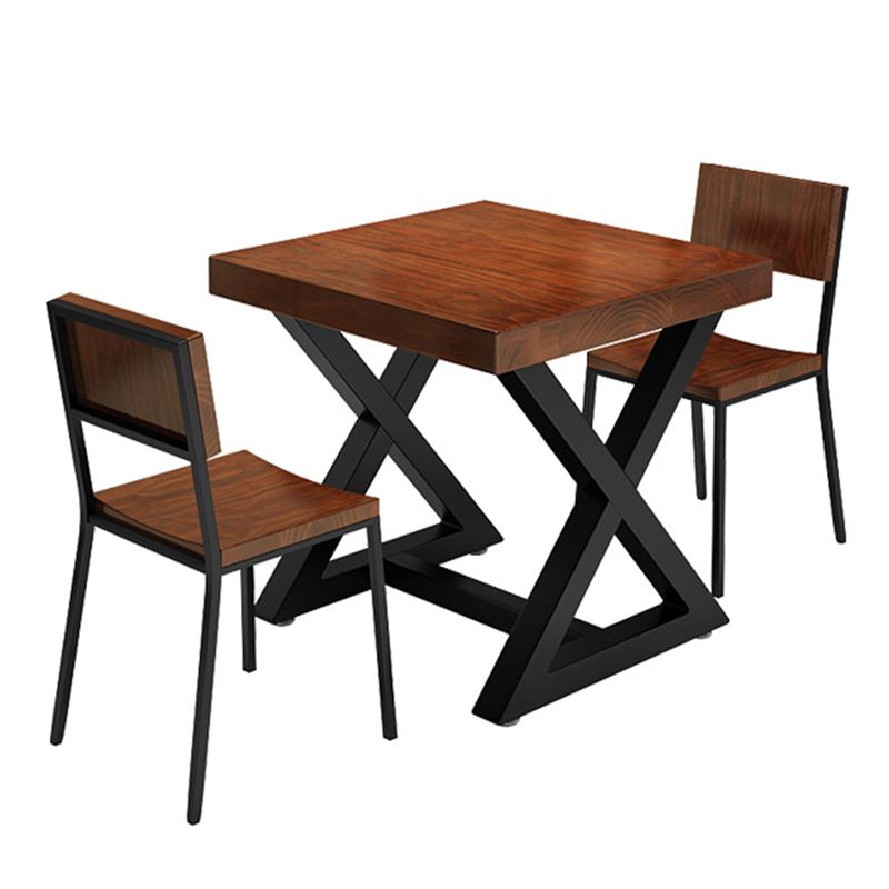 Tavolo da cucina in legno solido industriale tavolo da cavalletto quadrata marrone per sala da pranzo