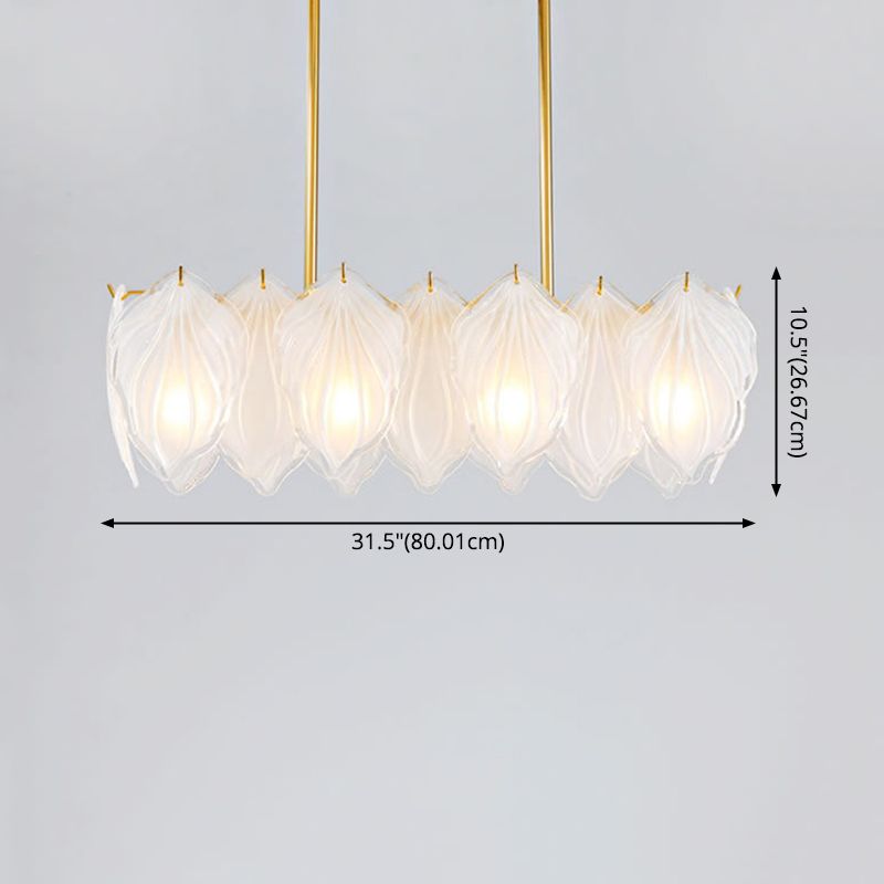 4 Light leaf Island Lights Modern Lighting Chandelier Glass and Metal Island Lamps in Gold