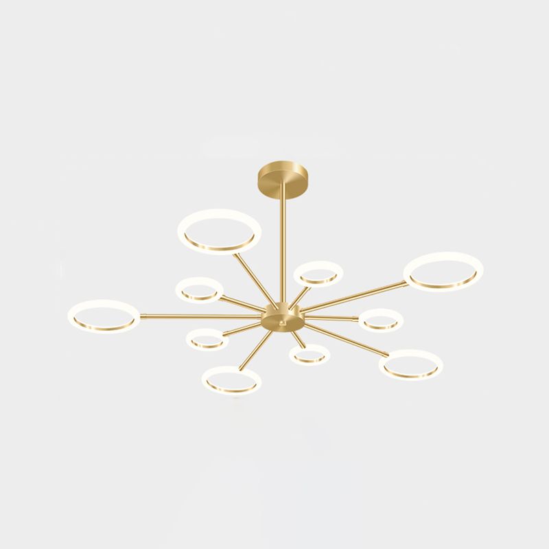 Acrylic Gold LED Pendant Light in Modern Artistic Style Lacquered Metal Chandelier for Living Room