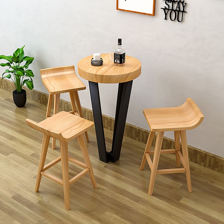 Modern Armless Backrest Counter Stool Wood Cafe Bar Stool with Seat and Pedal