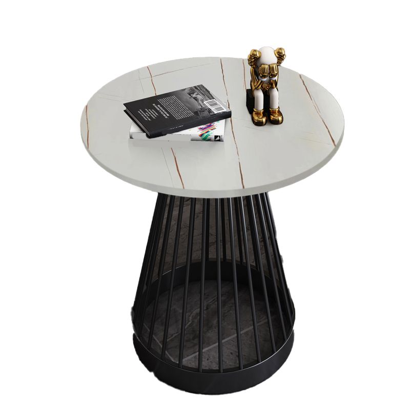 Modern Frame Side Table Slate Round Sofa End Table for Living Room