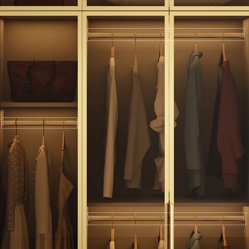 Modern Style Glass Wardrobe Bedroom Wardrobe Closet with Drawer