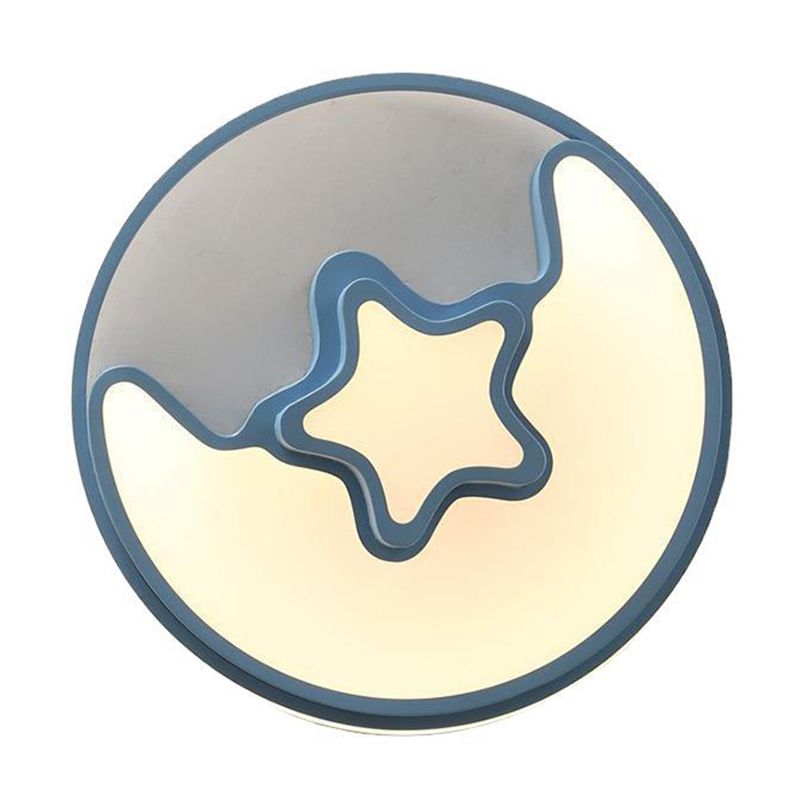 Moon And Star Flush Mount Light Fixtures Kids Acrylic Ceiling Mount Light Fixture for Children Bedroom