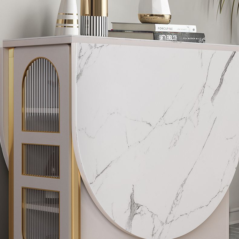 Mesa de comedor de piedra sinterizada 59 '' plegable Mesa ovalada moderna con base de caballete de almacenamiento