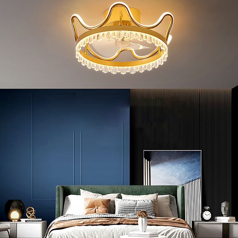 2 Light Ceiling Fan Lighting Modern Style Metal Ceiling Fan Light for Children's Room