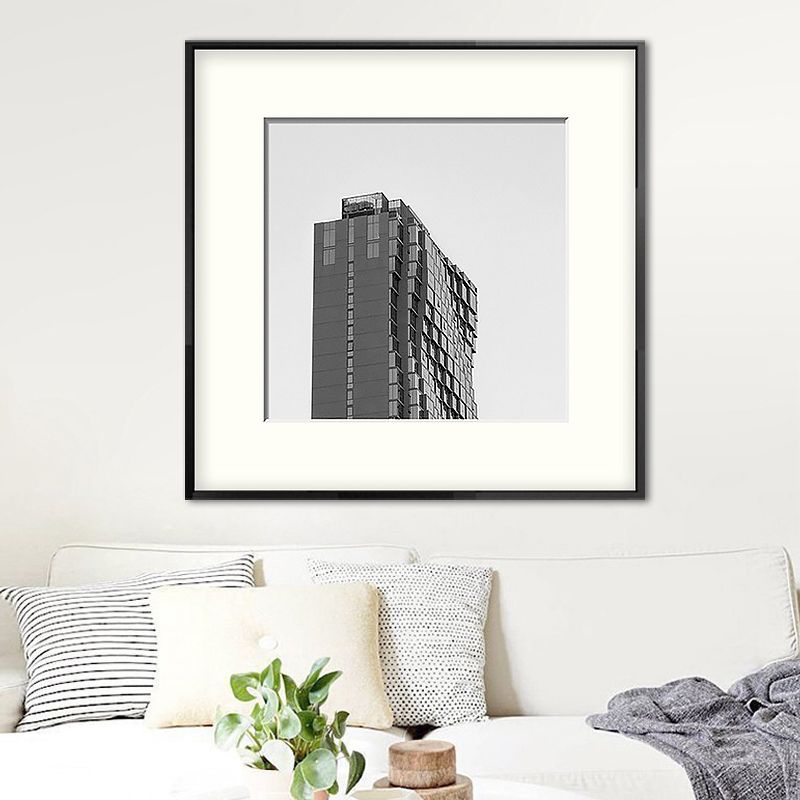 Top of Building Art Print Grey Canvas Square Wall Decor for Decorative, Multiple Sizes
