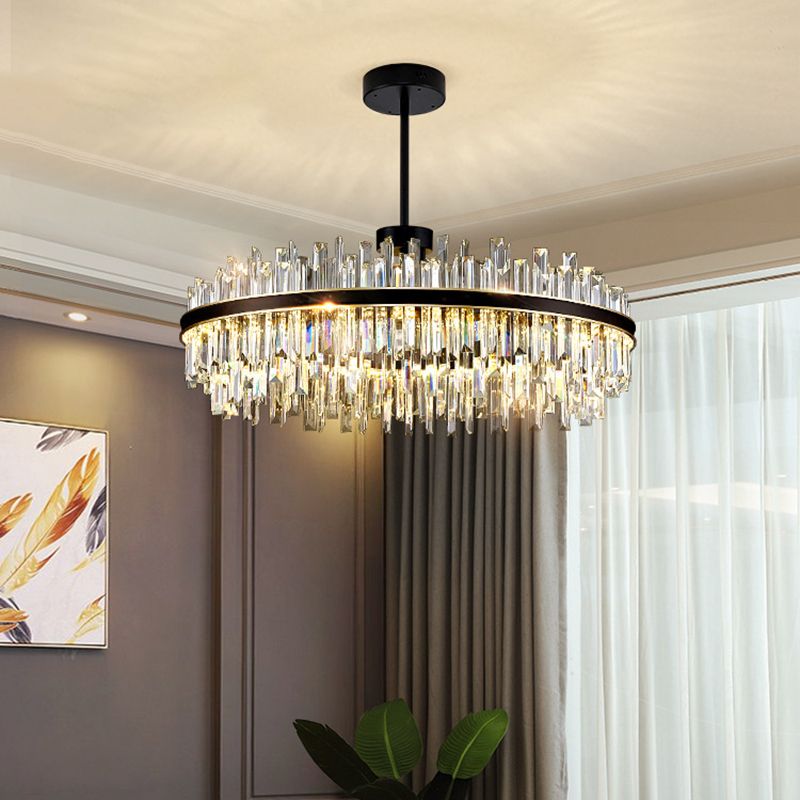 Metal Contemporary Pendant Light with Crystal Shade for Living Room