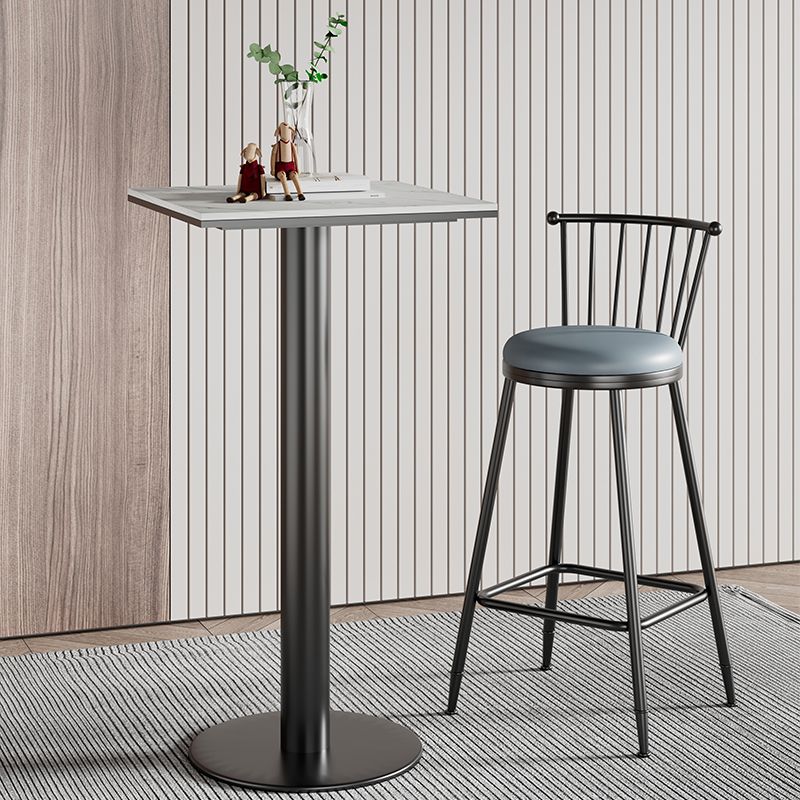 Modern 1/2/3/5 Pcs Bar Set with Square Pub Table and Metal Stools for Home