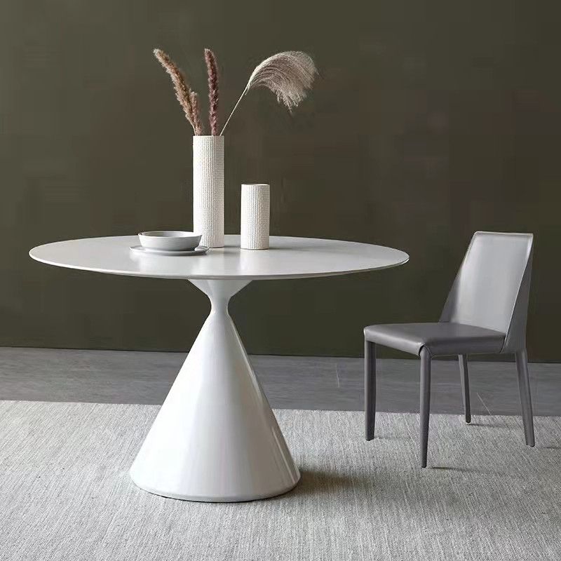 Metal Modern Style Round Dining Table Sintered Stone Top Table for Dining Room