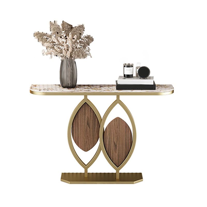 31.5" Tall Glam Console Table 1-shelf Stone Accent Table for Hall
