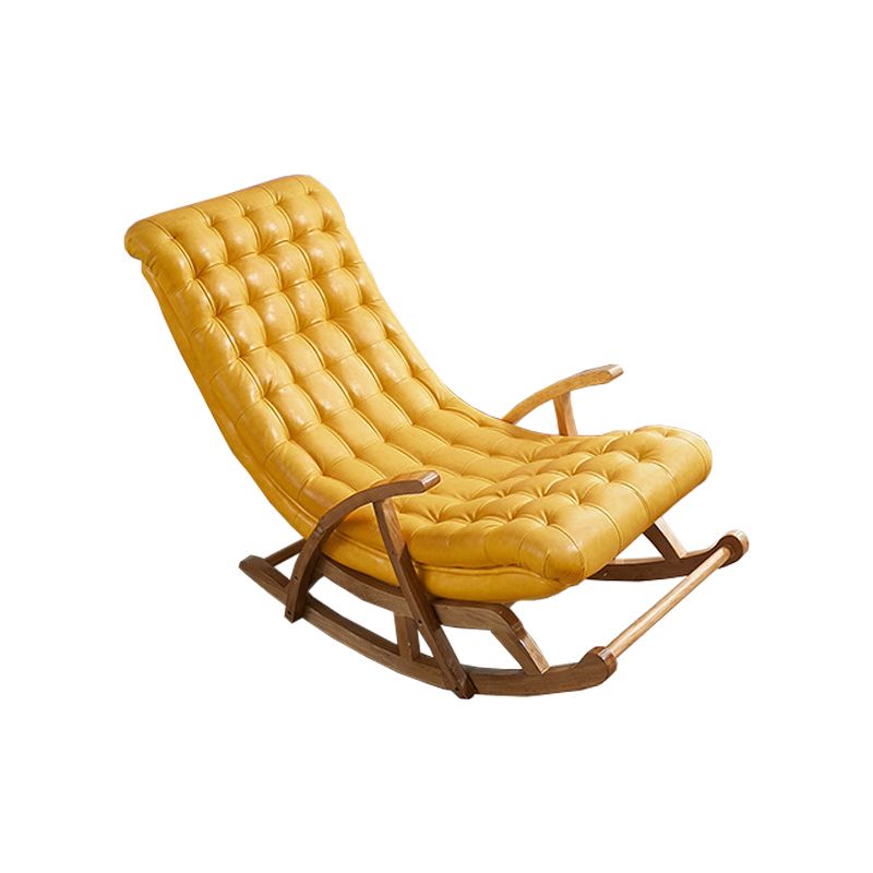 Leather Rocking Chair Plain Contemporary Tufted Cushions Rocking Chair with Ottoman