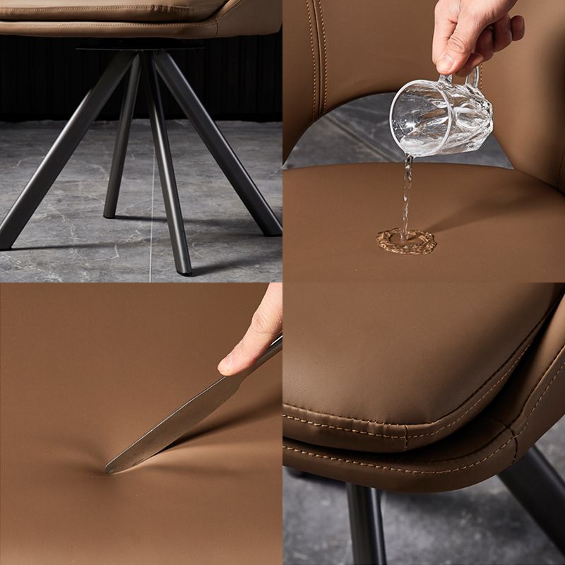 Eigentijds ontwerp open rug dineren stoelen lederen eetkamerstoelen